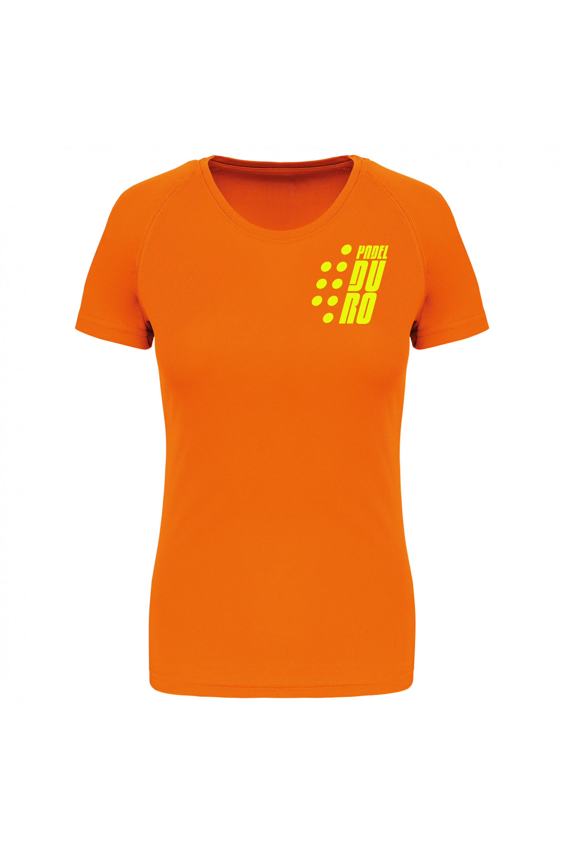 T-SHIRT PADEL DONNA MANICA CORTA ARANCIONE-FLUO