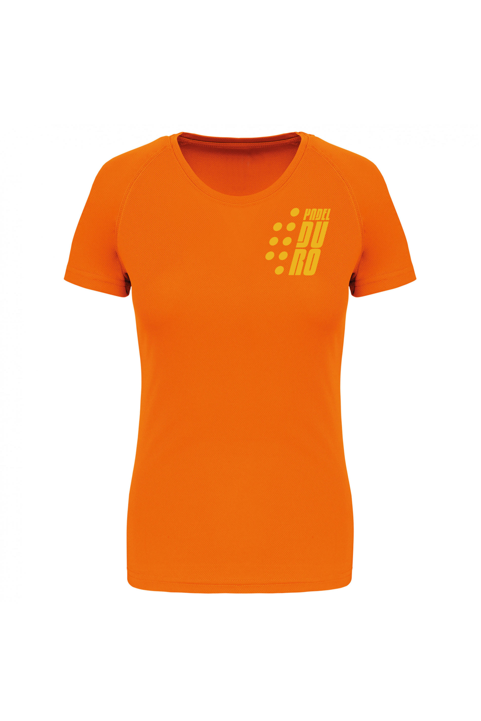 T-SHIRT PADEL DONNA MANICA CORTA ARANCIONE-FLUO S ORO