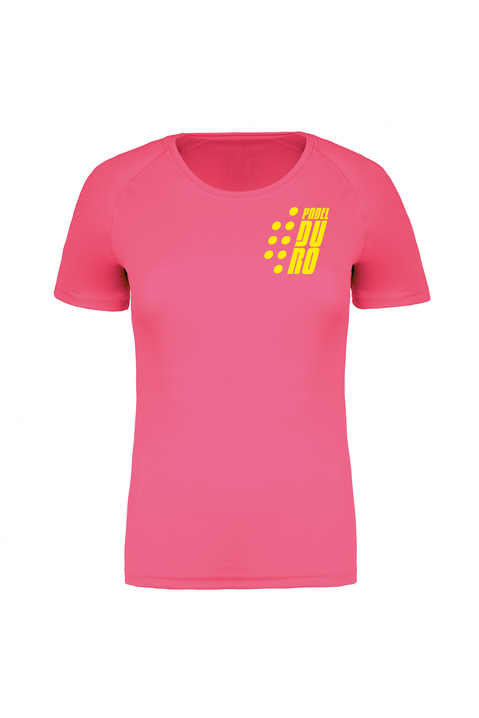 T-SHIRT PADEL DONNA MANICA CORTA ROSA-FLUO